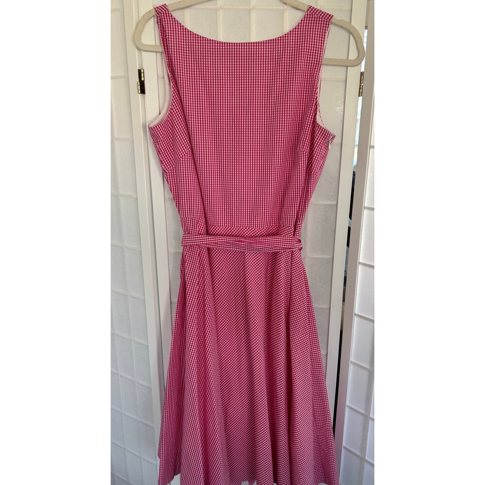 Liz Claiborne New York Pink Gingham Sleeveless Lined Side Zip Midi Dress Size 10 - Picture 6 of 14